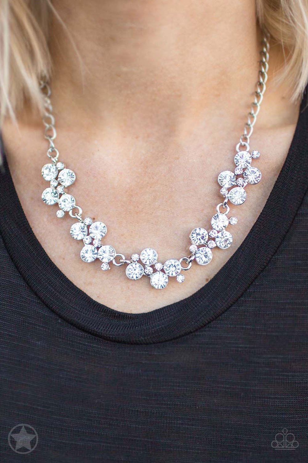 HOLLYWOOD HILLS - WHITE RHINESTONES BRIDAL NECKLACE