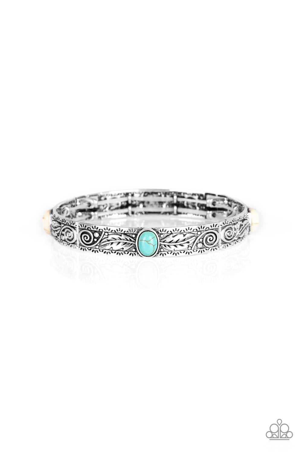 WILD WEST STORY - MULTI BLUE WHITE STONE FEATHER BRACELET
