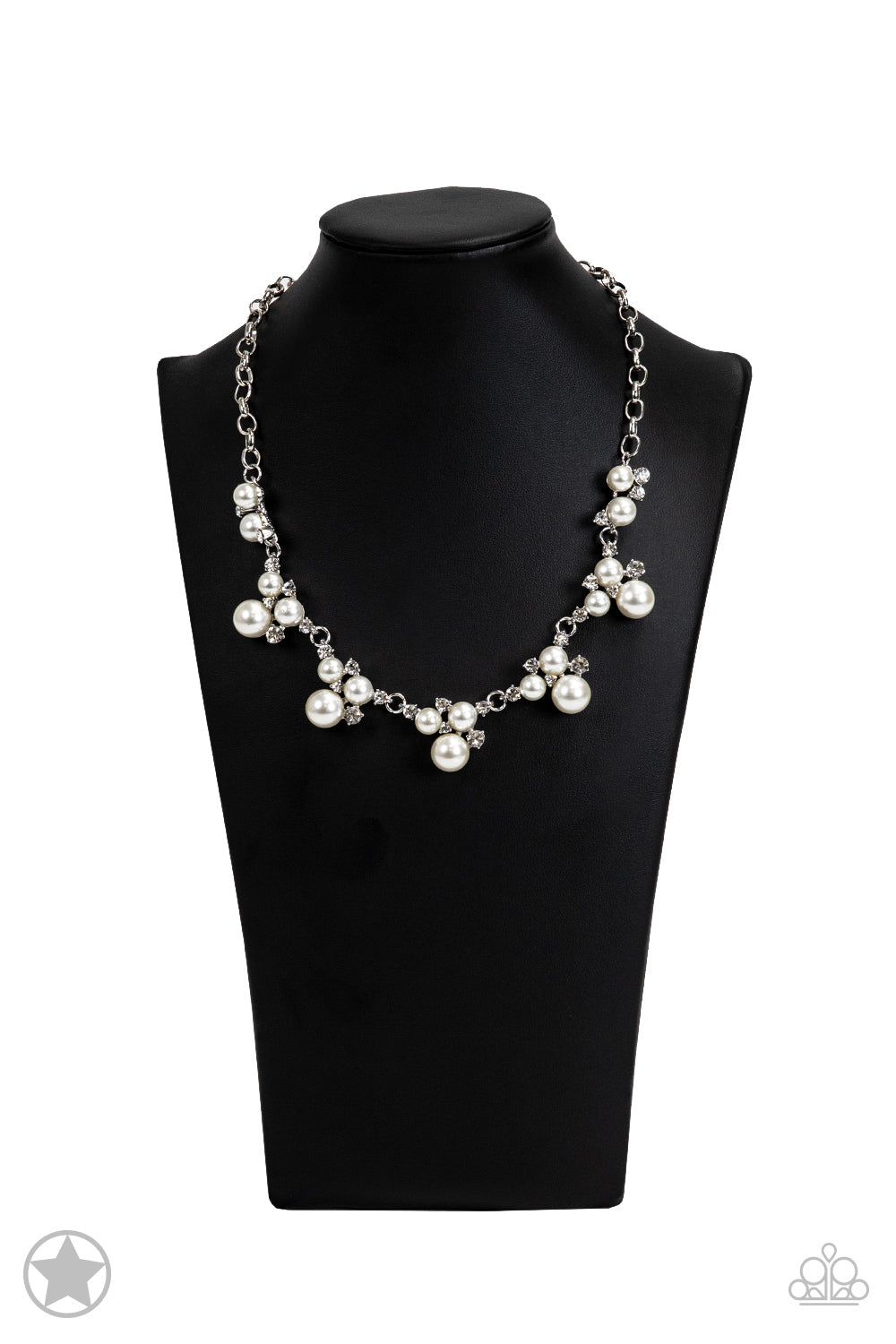 TOAST TO PERFECTION - WHITE PEARLS AND WHITE RHINESTONES BRIDAL NECKLACE