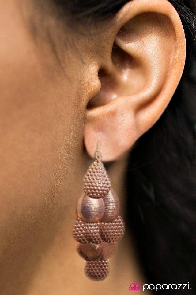 CHIME TIME - COPPER OVERLAPPING TEARDROP TEXURED CHIME EARRINGS