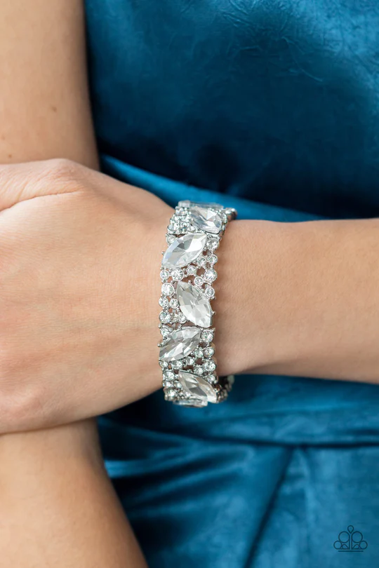 FULL BODY CHILLS - WHITE STRETCH RHINESTONES LIFE OF THE PARTY BRACELET