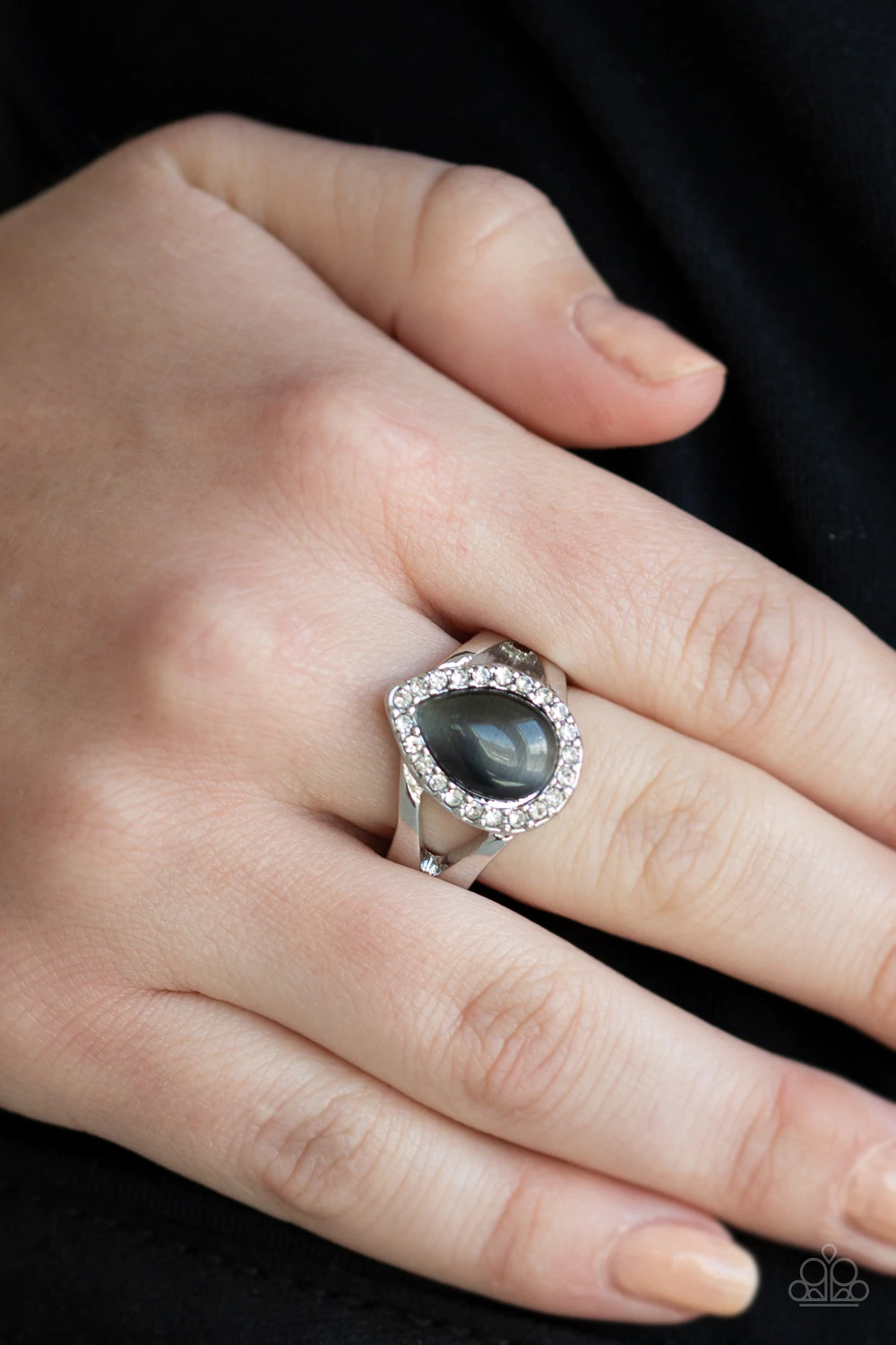 DEBUTANTE DREAM - SILVER GRAY MOONSTONE TEARDROP RING