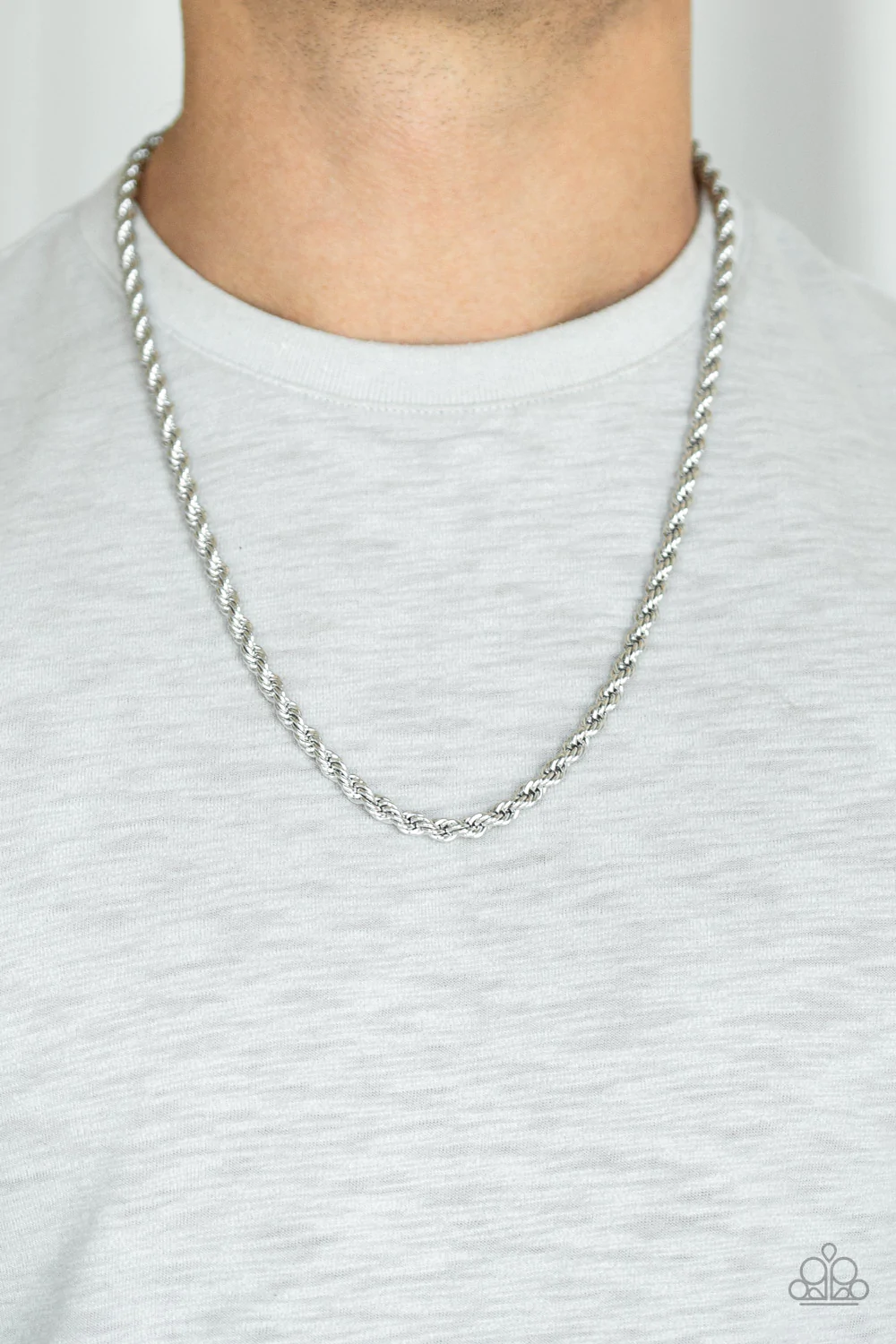 DOUBLE DRIBBLE - SILVER ROPE CHAIN NECKLACE