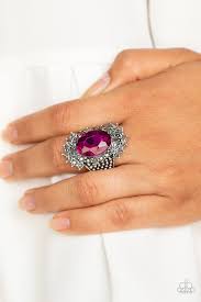 HIM AND HEIR - PINK RHINESTONE OVAL RING