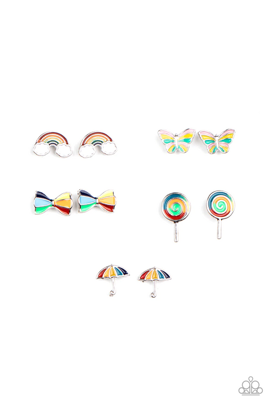 RAINBOWS AND BUTTERFLIES - ASSORTED SET OF 5 PAIRS OF EARRINGS