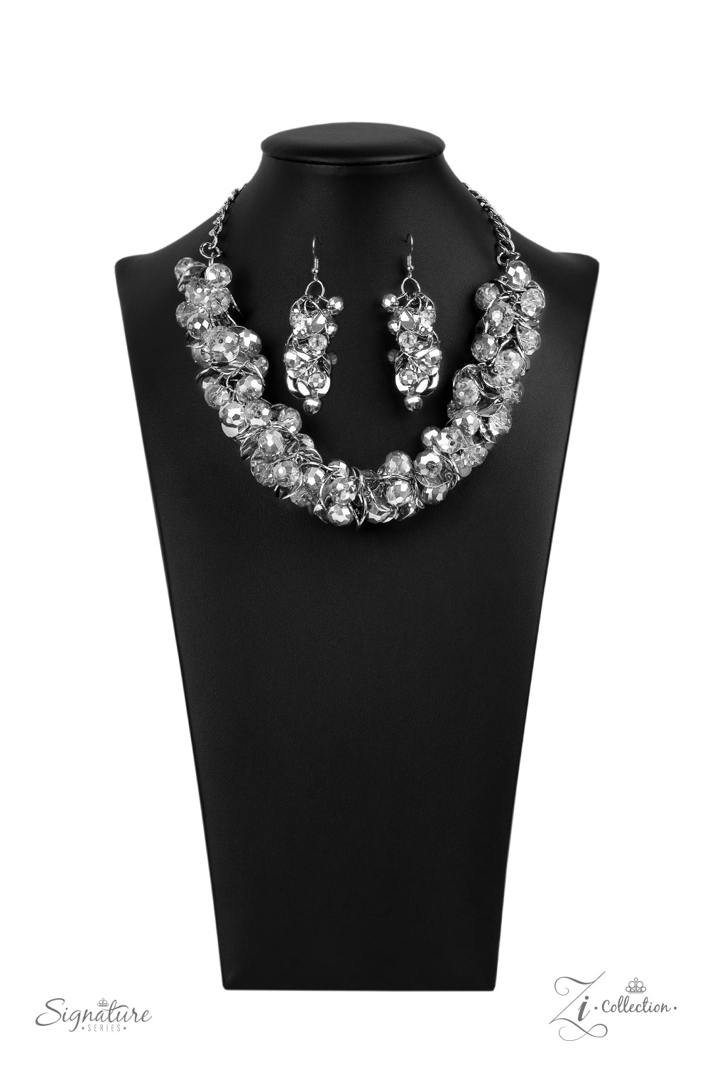 THE HAYDEE - SILVER CRYSTAL BEADS CLUSTER 2020 ZI NECKLACE