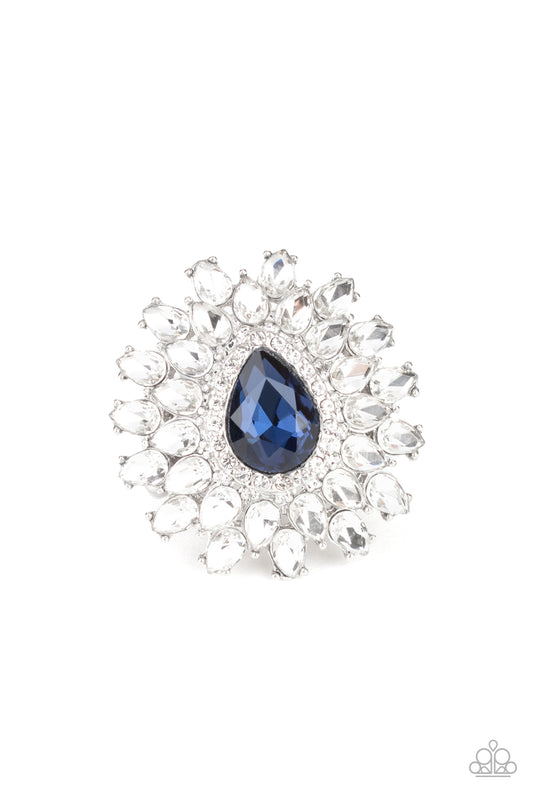 WHOS COUNTING? - BLUE SAPPHIRE RHINESTONE TEARDROP RING