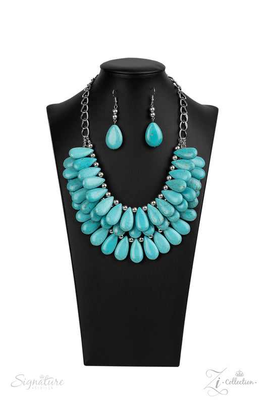 THE AMY - BLUE TURQUOISE TEARDROPS MULTI LAYER SHORT 2020 ZI NECKLACE