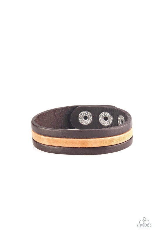 PLAIN VIEW - BROWN LEATHER URBAN SNAP WRAP BRACELET