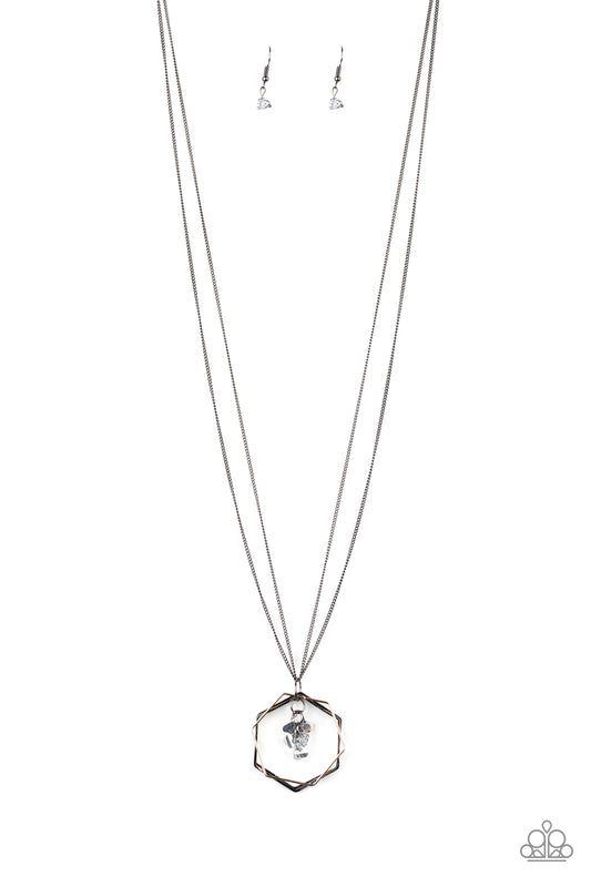 CHICLY GEOCENTRIC - MULTI GOLD BLACK SILVER GEOMETRIC NECKLACE