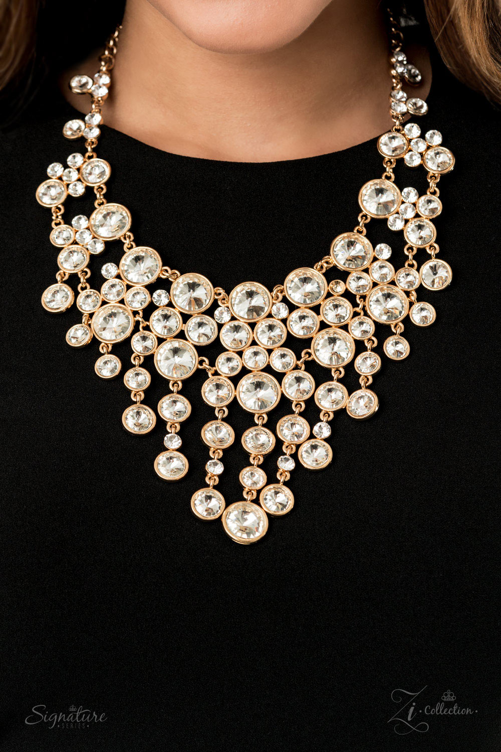 THE ROSA - 2020 ZI NECKLACE GOLD AND RHINESTONES