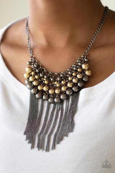 DIVA-DE AND RULE - MULTI BLACK AND GOLD FRINGE NECKLACE