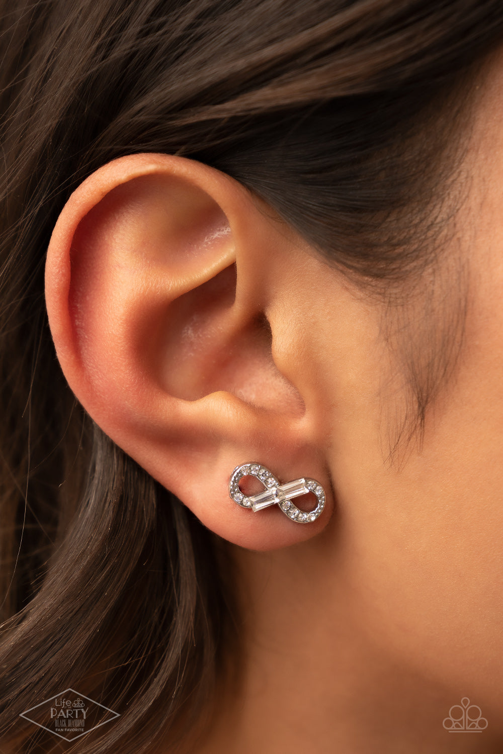 TURN OF THE CENTURY  - WHITE CLEAR RHINESTONES INFINITY POST EARRINGS