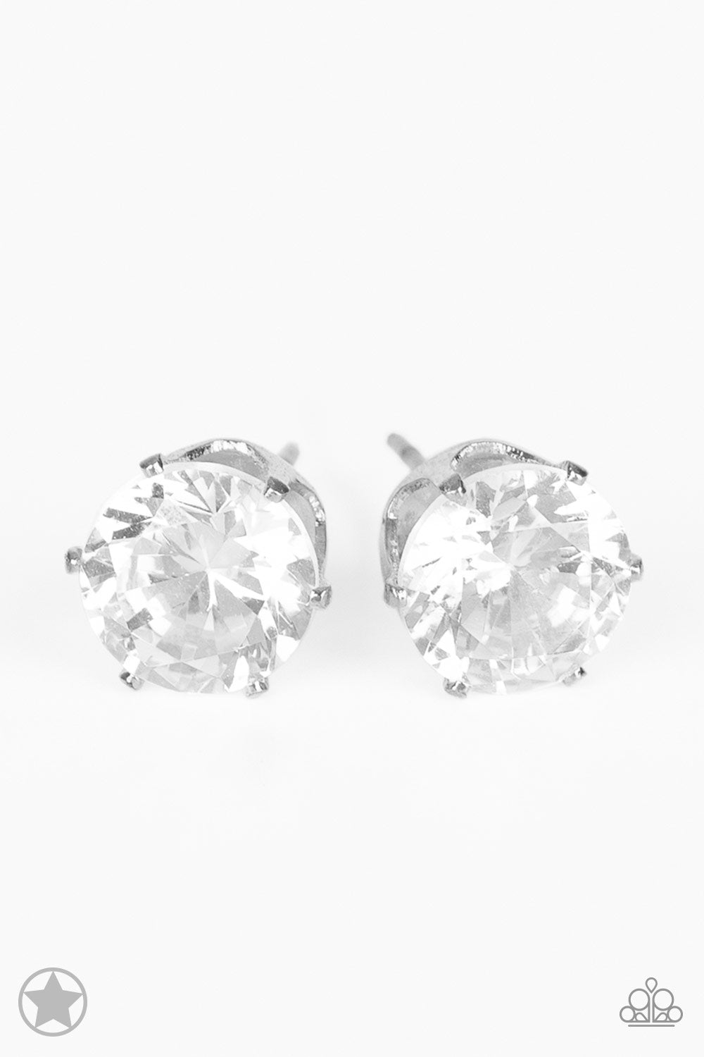 JUST IN TIMELESS - WHITE  CLEAR CRYSTAL RHINESTONE POST EARRINGS