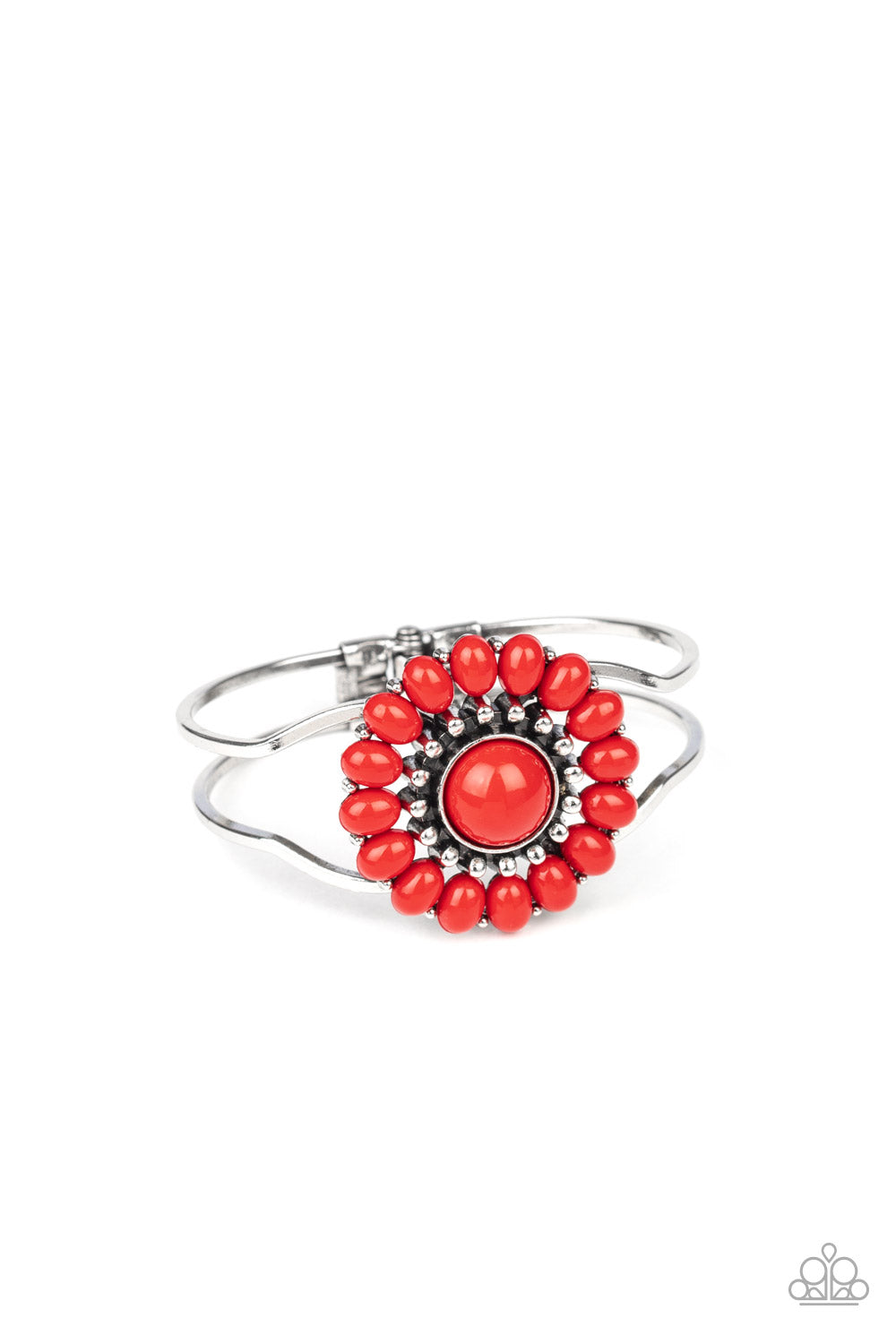 POSY POP - RED BEADS FLOWER CUFF BRACELET