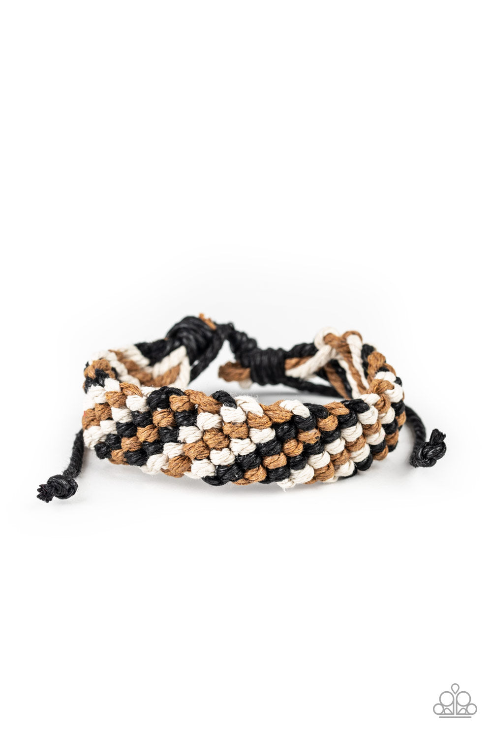 WEAVE NO TRACE - BLACK TAN AND WHITE WOVEN DRAW STRING URBAN BRACELET