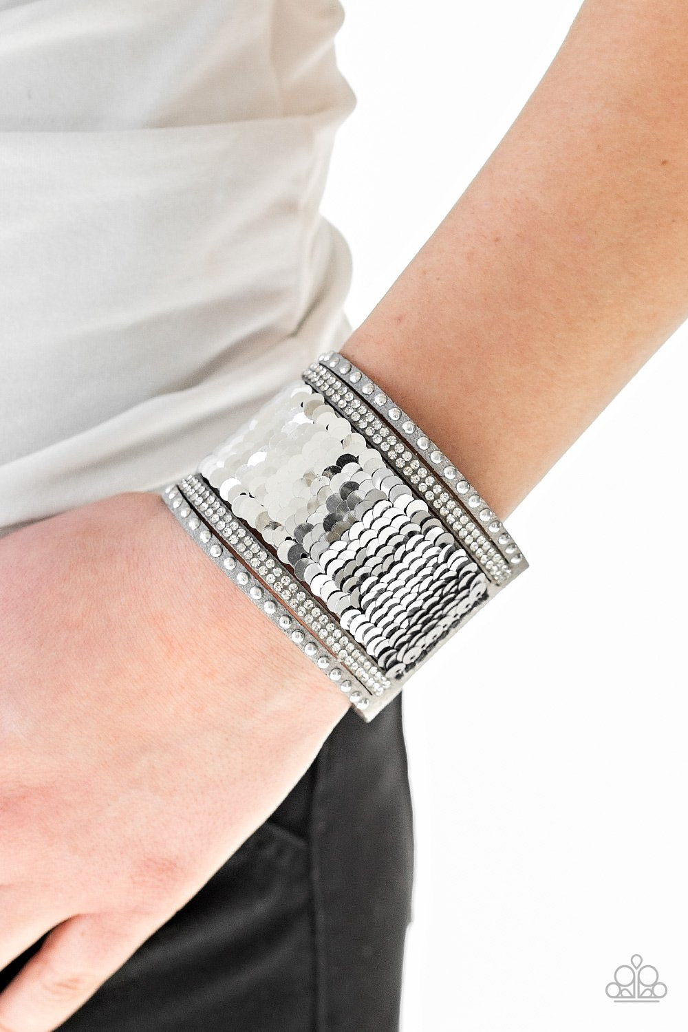 PAPARAZZI MERMAIDS HAVE MORE FUN SILVER SEQUINS MERMAID WRAP