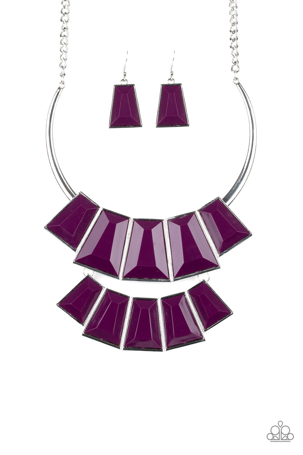 LIONS, TIGRESS, AND BEARS - PURPLE CRESCENT BIB NECKLACE