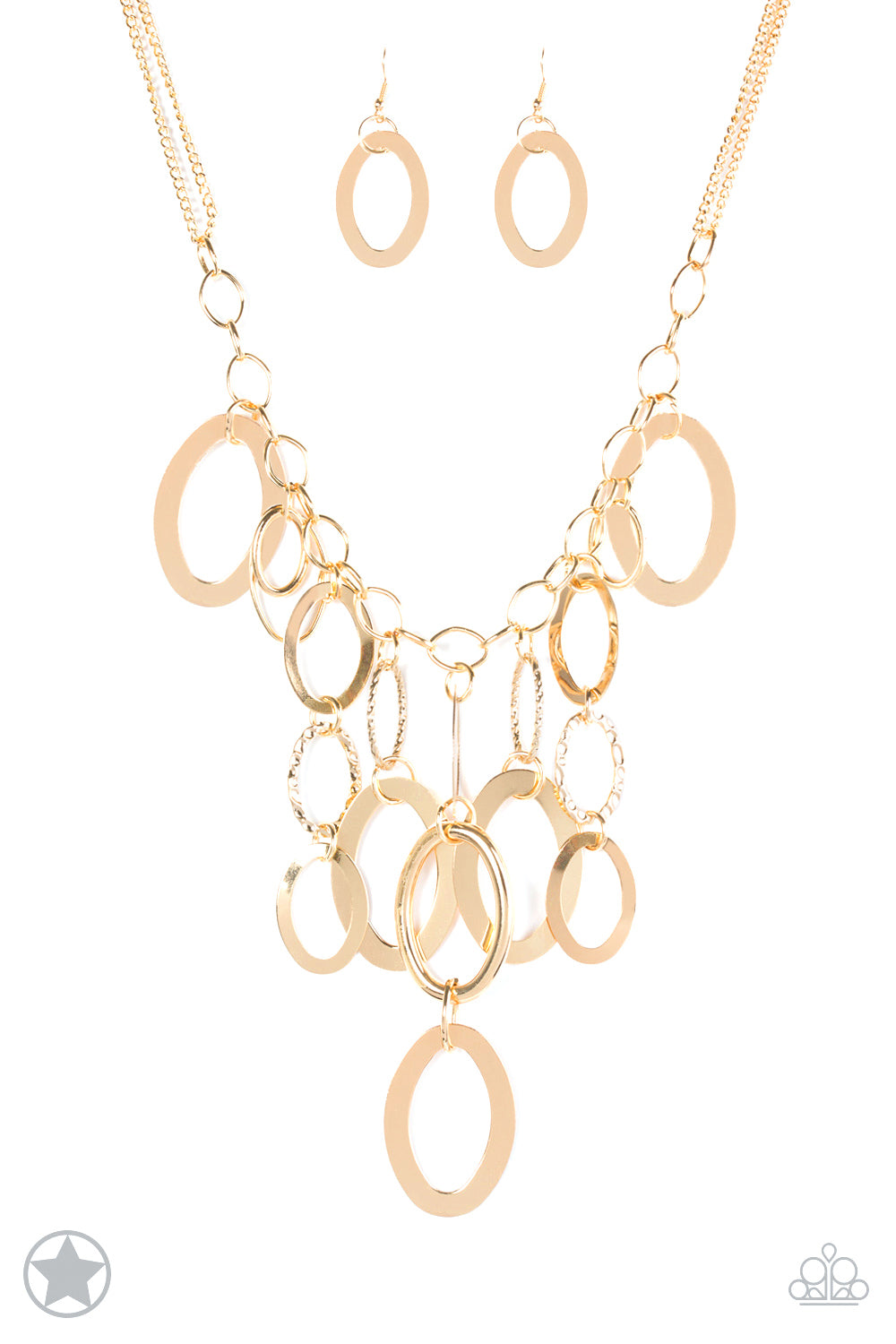 A GOLDEN SPELL - GOLD OVALS FRINGE NECKLACE