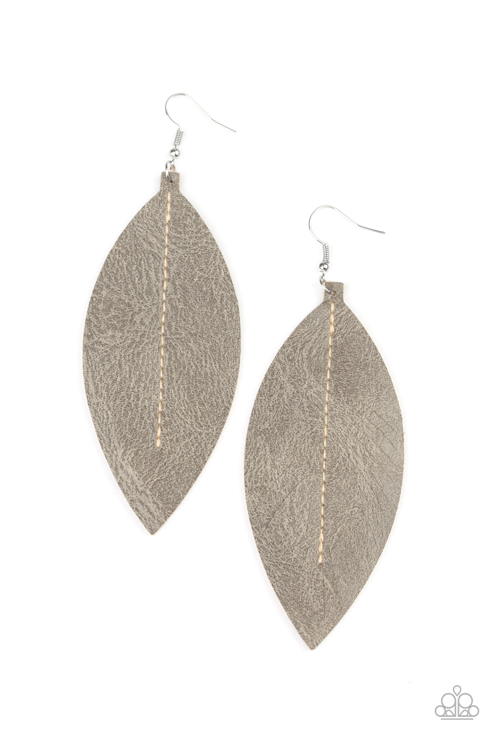 NATURALLY BEAUTIFUL - SILVER LEATHER LEAF EARRINGS