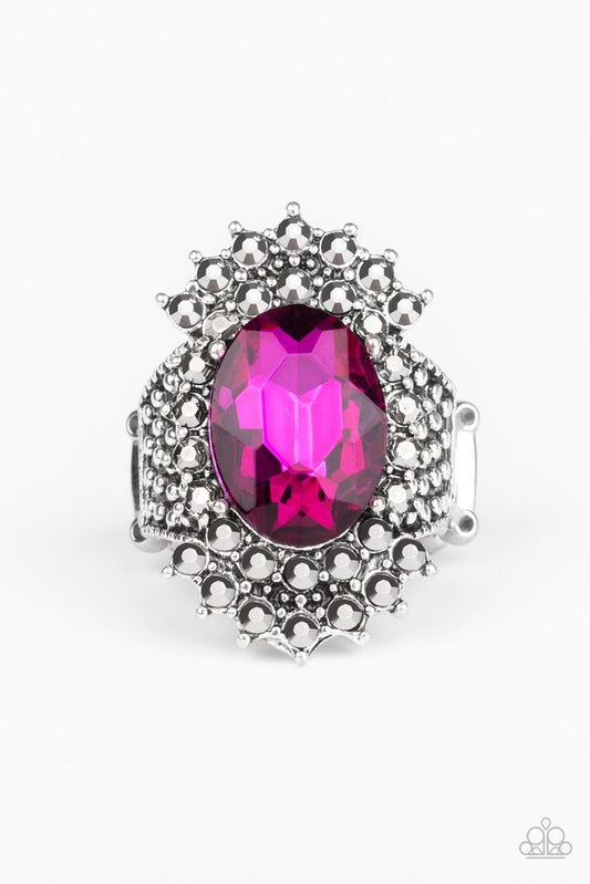 HIM AND HEIR - PINK RHINESTONE OVAL RING
