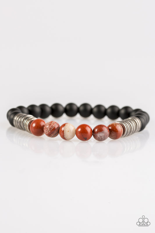 ENERGETIC - MULTI BROWN BLACK TAN NATURAL STONE STRETCH URBAN BRACELET