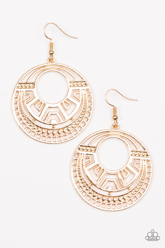 MODERNLY MAYAN - GOLD TRIBAL HOOP EARRINGS