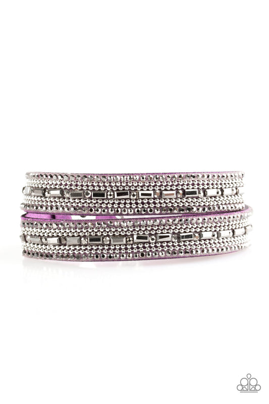 SHIMMER AND SASS - PURPLE RHINESTONE DOUBLE WRAP BRACELET