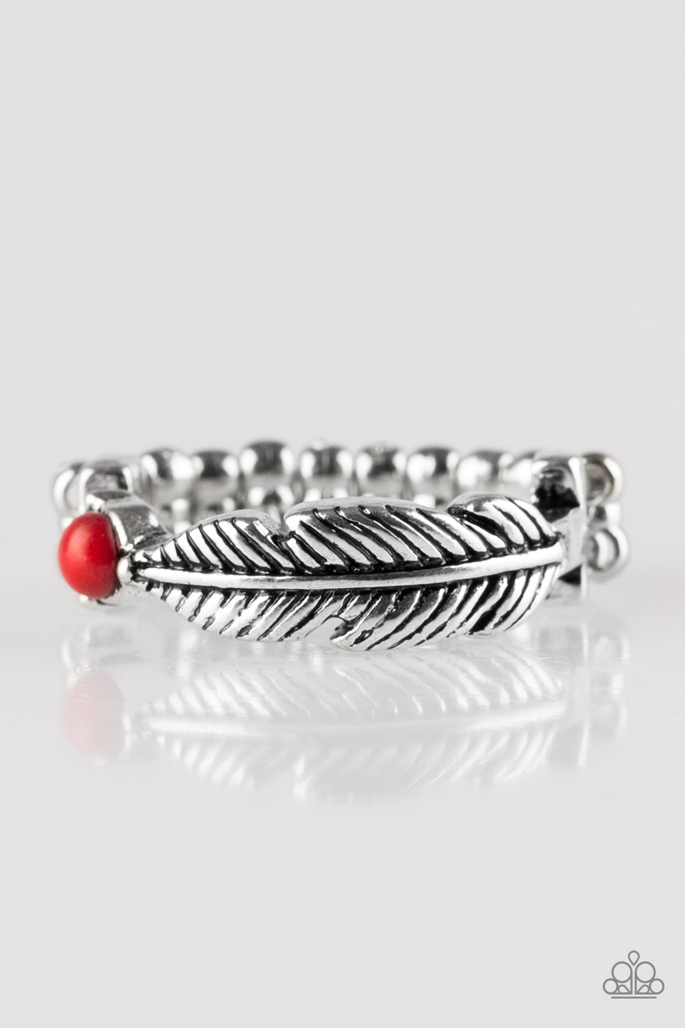 HEADS OR TAILFEATHERS - RED FEATHER RING