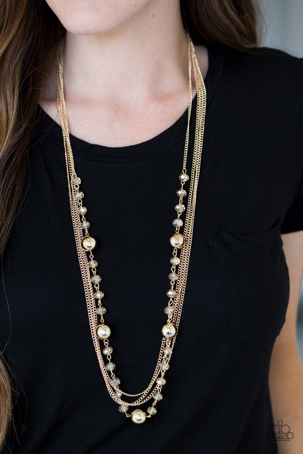 HIGH STANDARDS - GOLD MULTLAYER CHAIN PEARLS NECKLACE