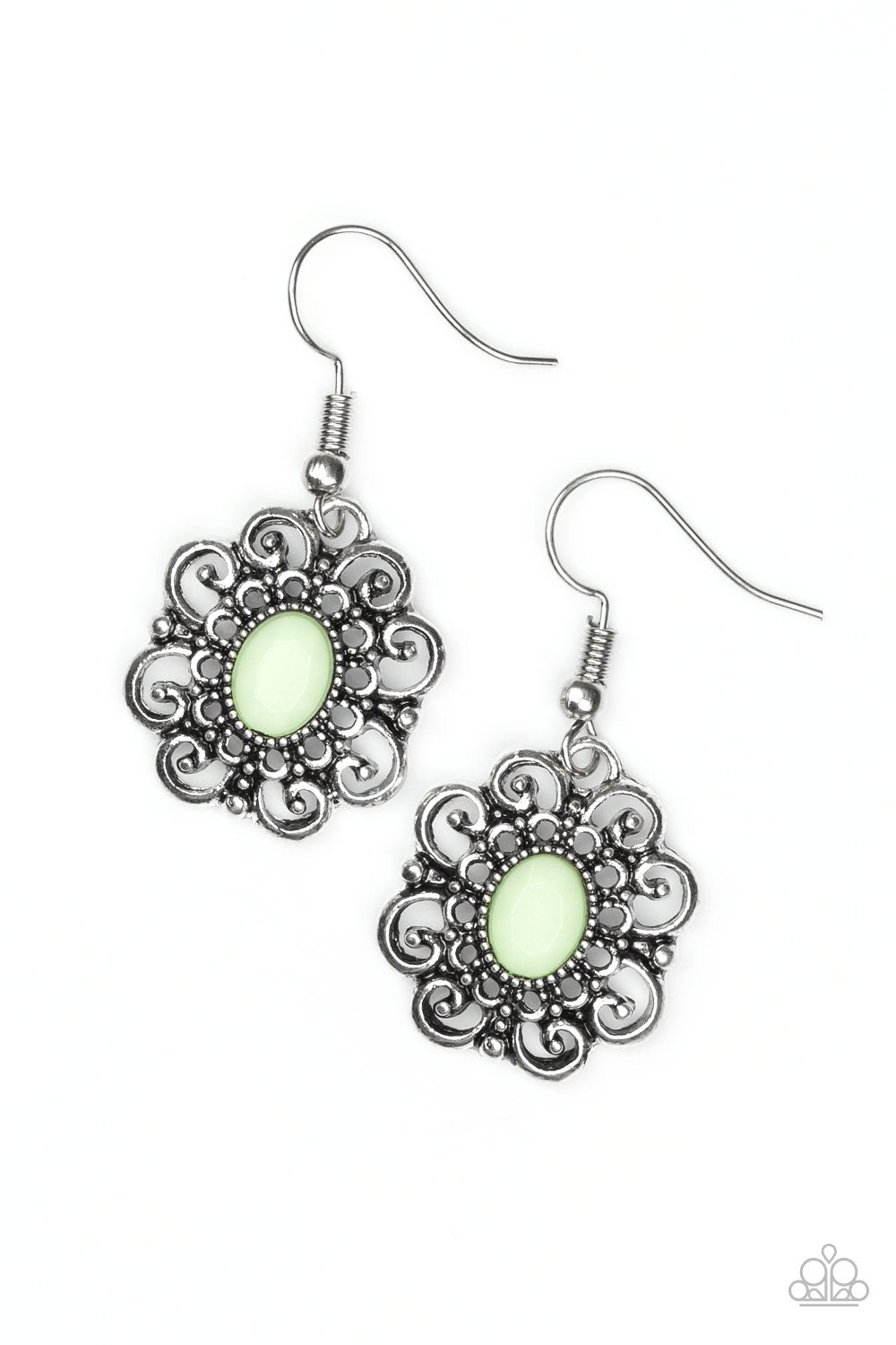 FIRST AND FOREMOST FLOWERS - GREEN MINT GREEN FLOWER FLORAL SCALLOPED DAINTY EARRINGS