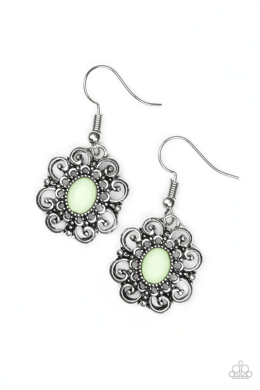 FIRST AND FOREMOST FLOWERS - GREEN MINT GREEN FLOWER FLORAL SCALLOPED DAINTY EARRINGS