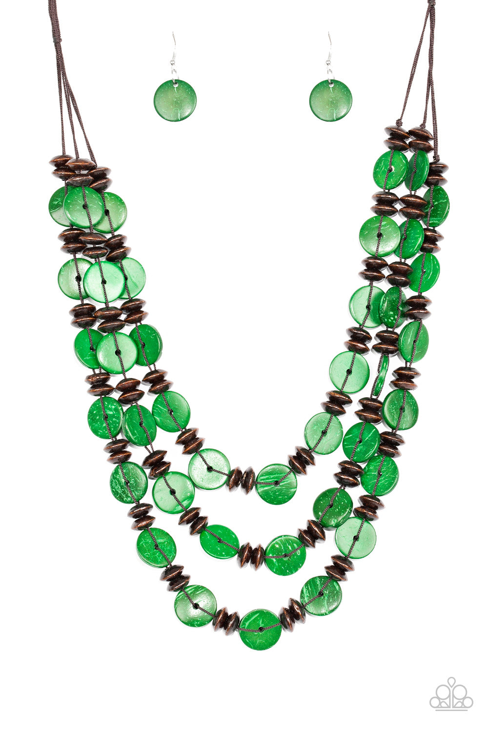 KEY WEST WALKABOUT - GREEN WOODEN NECKLACE