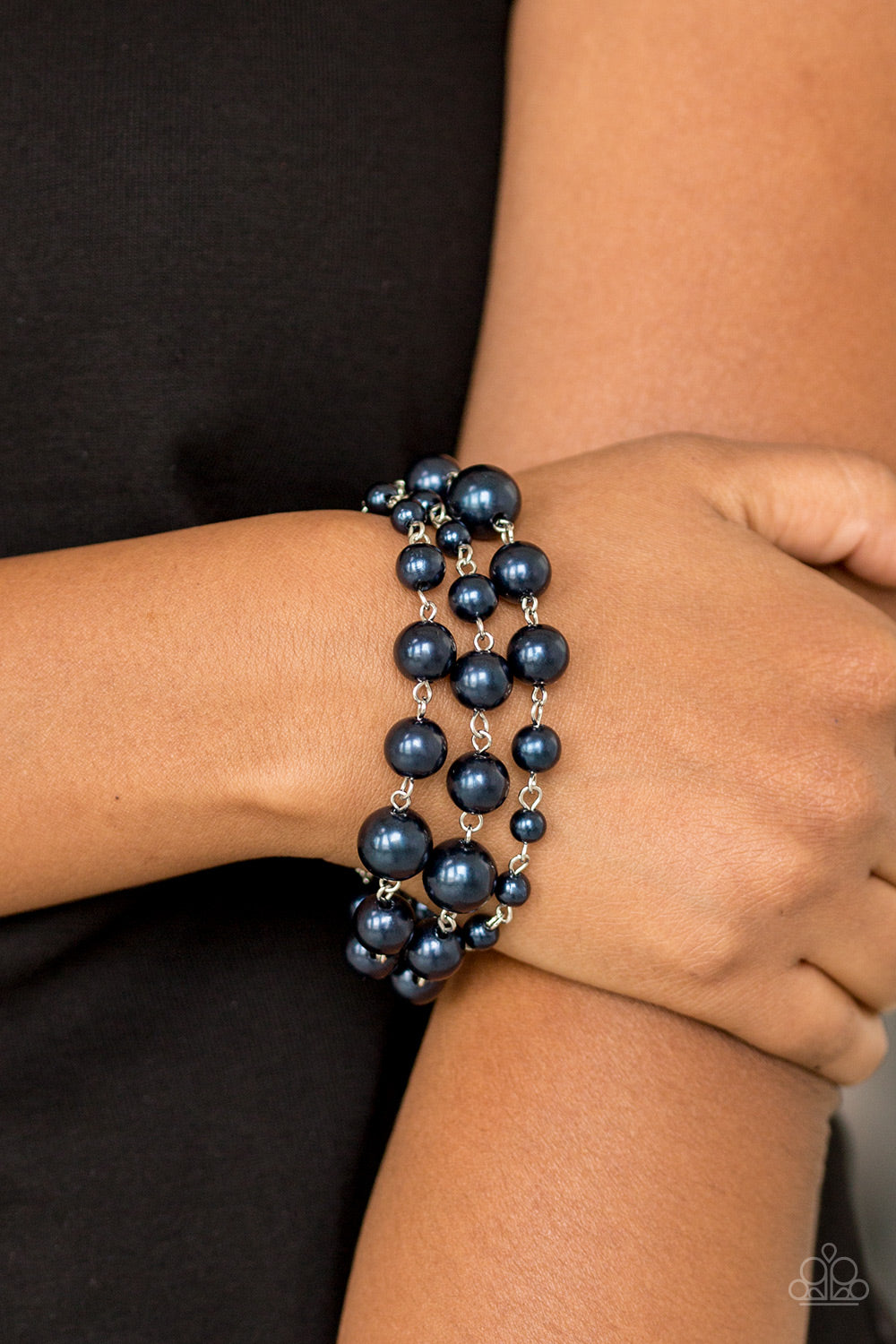 UNTIL THE END OF TIMELESS - BLUE NAVY PEARLS 3 LAYER BRACELET