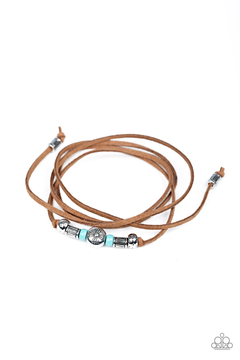 FIND YOUR WAY - BLUE BEADS LEATHER WRAP AROUND SUEDE BRACELET