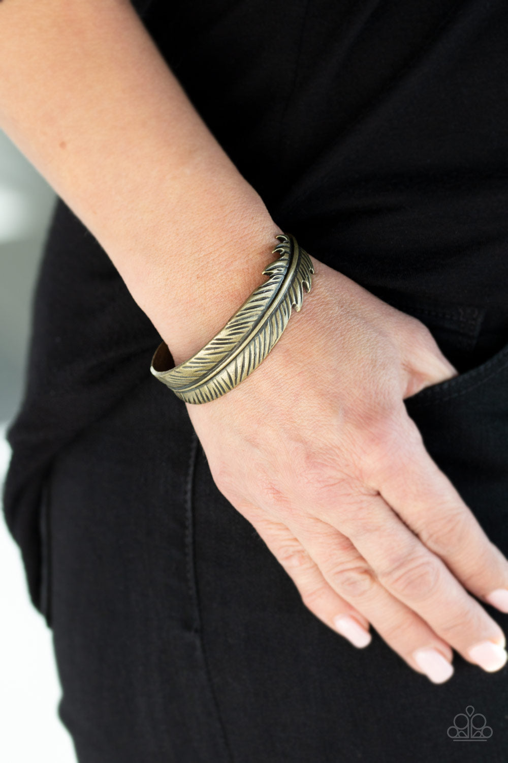 TRAN-QUILL-ITY - BRASS FEATHER CUFF BRACELET