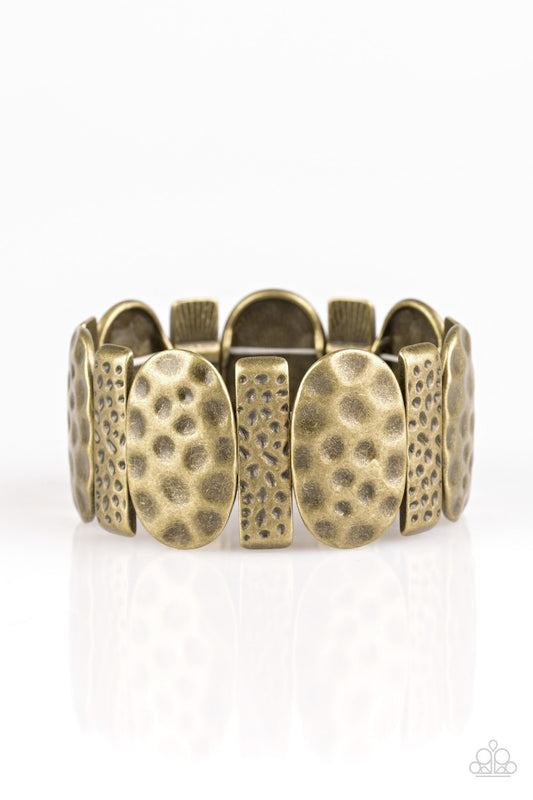 CAVE CACHE - BRASS TEXTURED HAMMERED STRETCH BRACELET