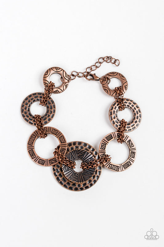 WAY WILD - COPPER TEXTURED HAMMERED CIRCLES BRACELET