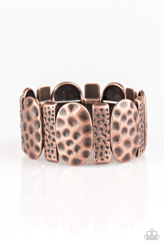 CAVE CACHE - COPPER HAMMERED TEXTURED STRETCH BRACELET