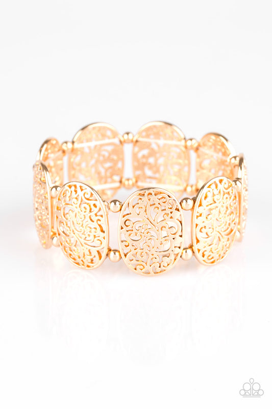 EVERYDAY ELEGANCE - GOLD FILIGREE OVALS STRETCH BRACELET