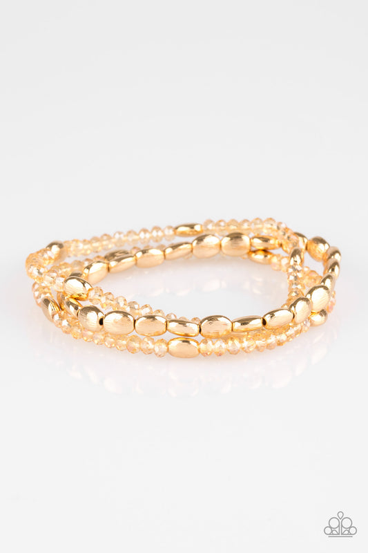 HELLO BEAUTIFUL - GOLD CRYSTALS STRETCH BRACELET SET