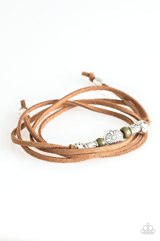 CLEAR A PATH - GREEN OLIVE LEATHER SUEDE WRAP BRACELET NECKLACE HEADBAND