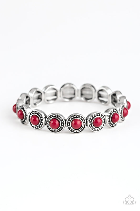 GLOBETROTTER GOALS - RED BEAD STRETCH BRACELET