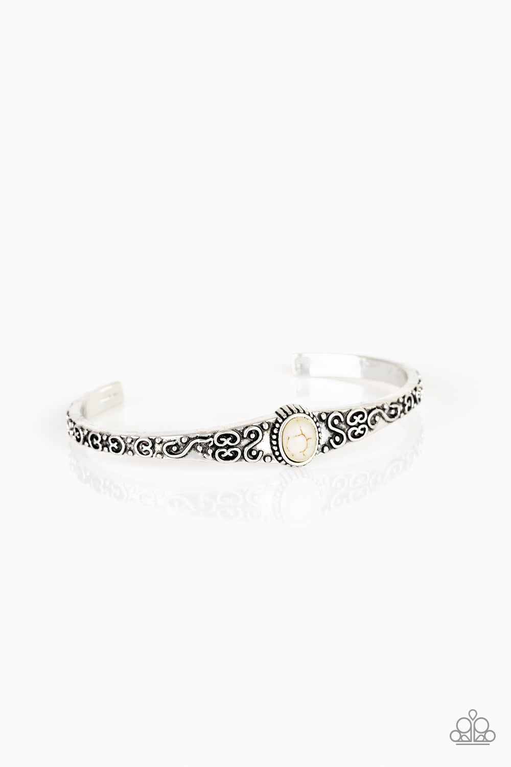 MAKE YOUR OWN PATH - WHITE SAND CRACKLE STONE TEXTURED TRIBAL CUFF BRACELET