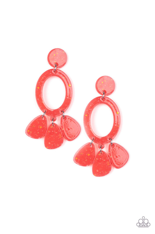 SPARKLING SHORES - ORANGE FRINGE ACRYLIC EARRINGS
