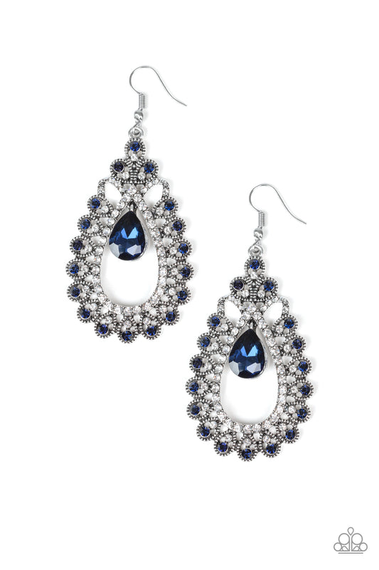 ALL ABOUT BUSINESS - BLUE SAPPHIRE RHINESTONES TEARDROP EARRINGS