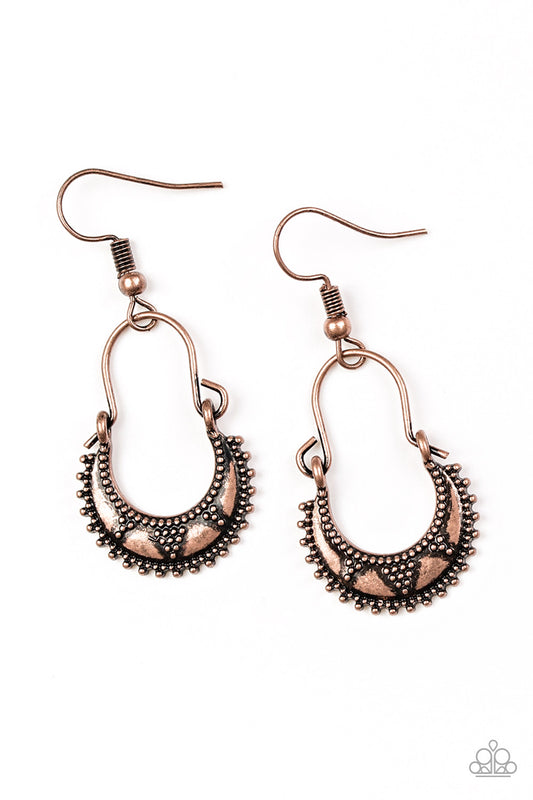 INDUSTRIALLY INDIGENOUS - COPPER 2 IN 1 DAINTY TEXTURED HOOP EARRINGS