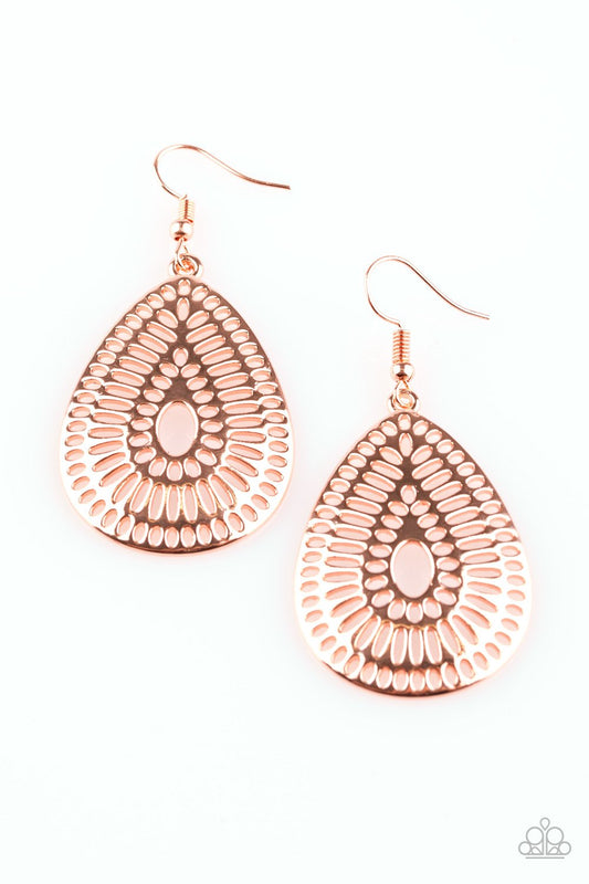 YOU LOOK GRATE - COPPER TEARDROP CUTOUT EARRINGS
