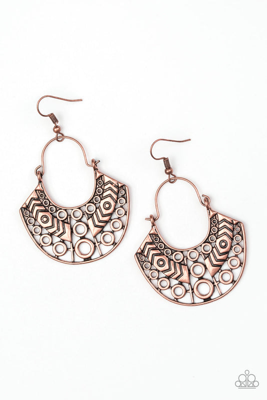 INDIGENOUS IDOL - COPPER TRIBAL 2 IN 1 HOOP EARRINGS