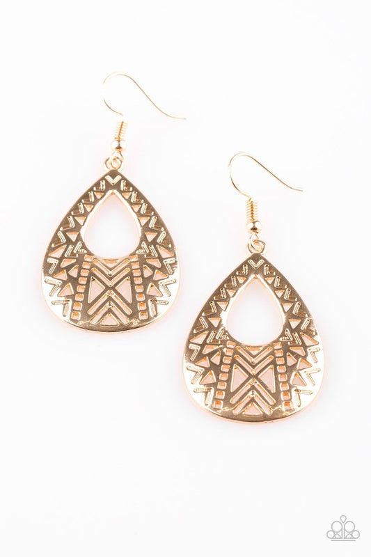 ALPHA AMAZON - GOLD TRIBAL CUTOUT TEARDROP EARRINGS